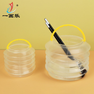 透明伸缩可折叠收纳油画水粉丙烯水彩带海绵洗笔桶