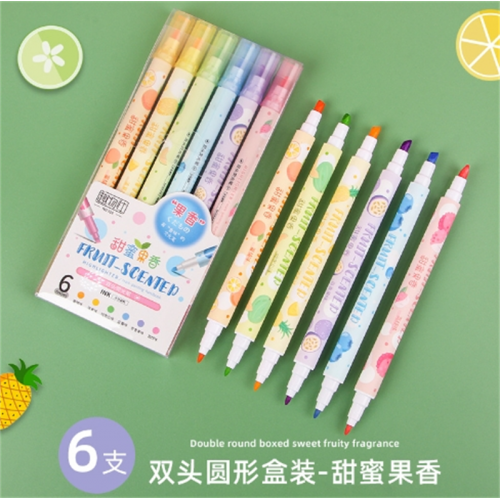 创意学生荧光笔套装彩色划重点标记笔6色diy手账笔文具用品批发图1