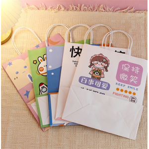 儿童卡通收纳牛皮纸袋 幼儿园礼物手提袋蛋糕甜品打包纸袋子批发