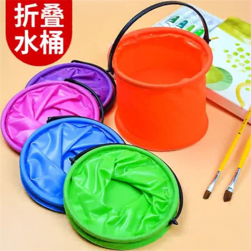 无隔层洗笔筒手提折叠伸缩带隔层洗笔水桶绘画美术绘画便携涮笔筒图2