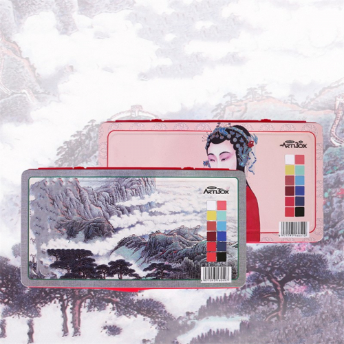 固体国画水彩颜料12色/18色学生艺术初学者调色盘专用图2