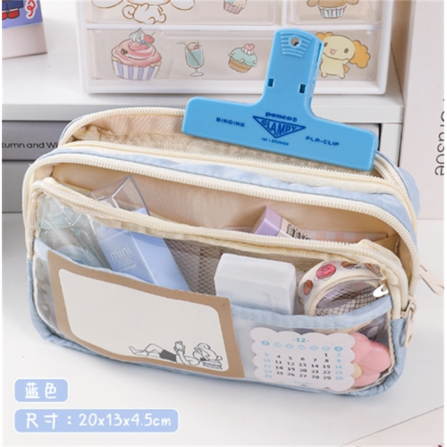 三层透明大容量笔袋初中小学生简约文具盒新款多功能文具袋收纳盒图3