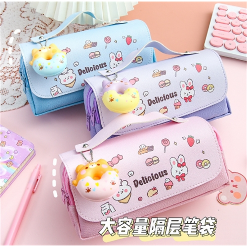 解压文具盒笔袋批发铅笔袋小学生少女心笔袋双层帆布小清新文具袋图1