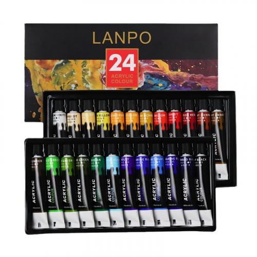 美术生绘画丙烯颜料12/24/36色12ml丙烯手绘颜料DIY防水套装盒装图2