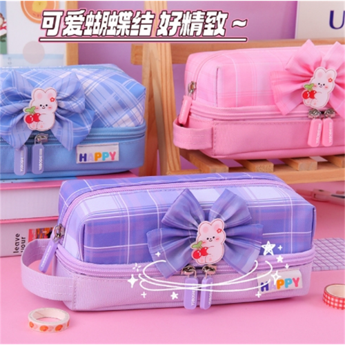 笔袋女生日韩JK文具袋ins 大容量双层牛津布可爱多拉链手提铅笔袋图1