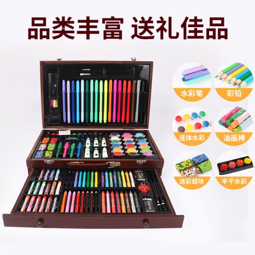 美术水彩笔马克笔蜡笔木盒绘画套装幼儿园儿童礼盒绘画用品图4