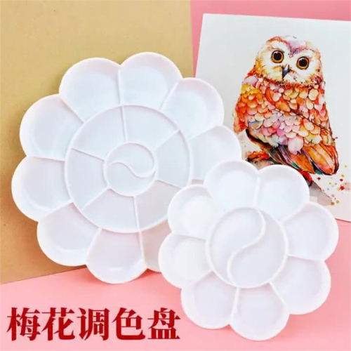 儿童美术颜料调色盘梅花塑料调色盘水粉颜料加厚调色碟图1