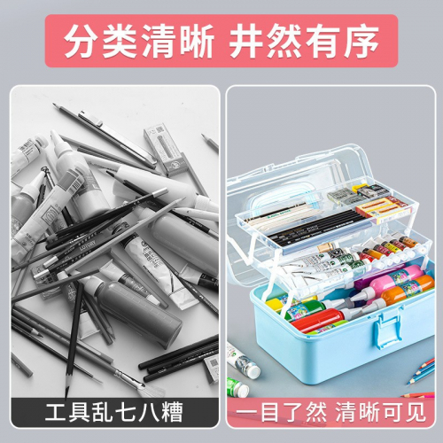 三层收纳箱特大号咕咔工具箱美甲箱美术生杂物塑料收纳盒图4