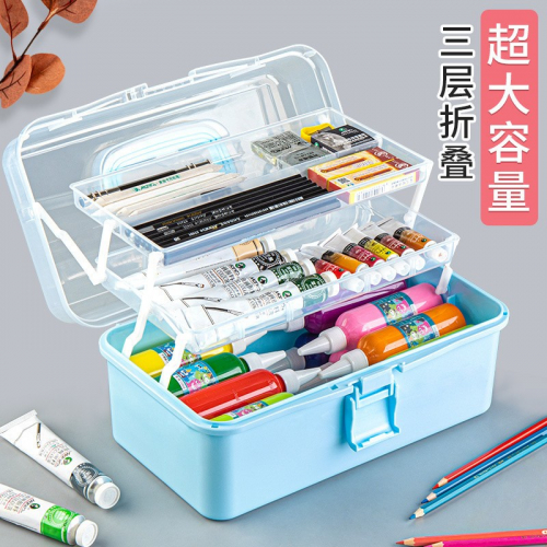 三层收纳箱特大号咕咔工具箱美甲箱美术生杂物塑料收纳盒图3