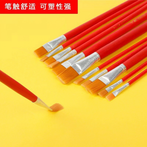 多种型号画笔可选红杆油画笔平头尼龙毛画笔水粉丙烯美术画笔图2
