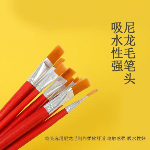 多种型号画笔可选红杆油画笔平头尼龙毛画笔水粉丙烯美术画笔图3