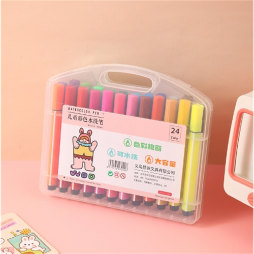 新款开学季卡通彩色水性笔可水洗大容量儿童水彩笔小学生绘画笔图2