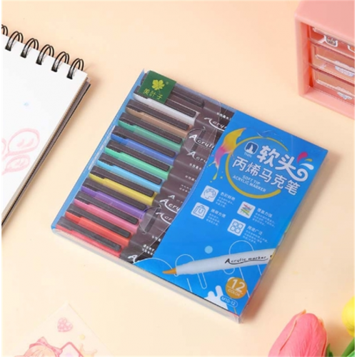 软头丙烯马克笔套装彩色勾线笔DIY模型陶瓷涂鸦笔学生软头记号笔图1