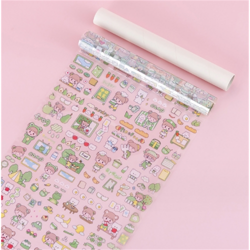 卡通momo系列卷筒手账贴纸少女心pet防水装饰贴画DIY手账素材贴纸图1