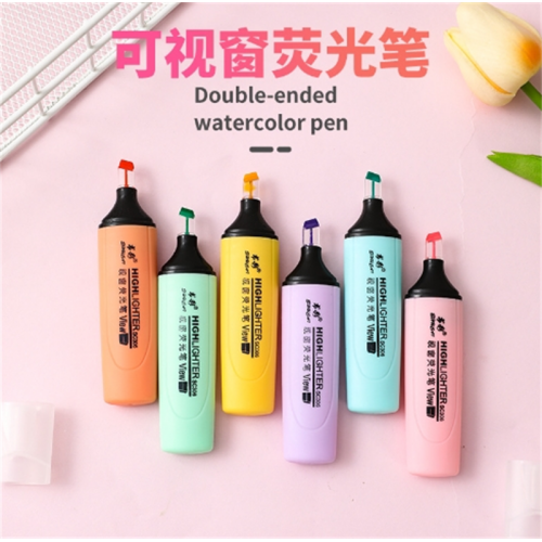 透明视窗荧光笔马卡龙水晶笔头六色创意笔头可旋转标记透视手账本图1