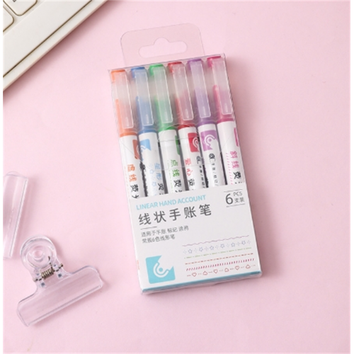 曲线笔花形轮廓笔线性笔速干手账线型笔彩色笔印章笔波浪线状笔图1