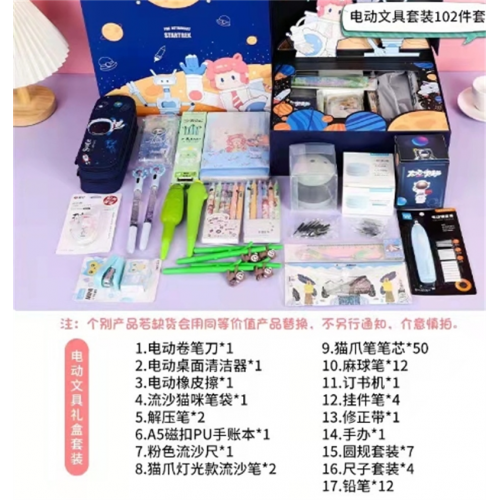 电动文具套装礼盒儿童礼物卷笔刀橡皮擦桌面清洁器六一礼包图1