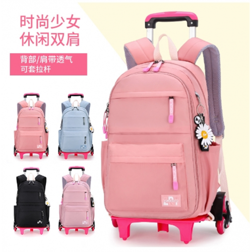 拉杆书包女孩中小学双肩包一件代发可印字印LOGO高颜值书包图1