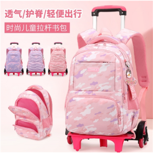 热卖自然鱼拉杆书包3-6年级可爱公主女孩防泼水书包