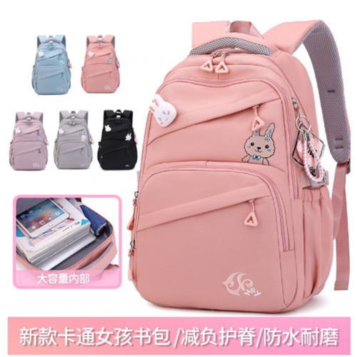 新款小学生书包女生大容量减负轻便纯色简约双肩包图1