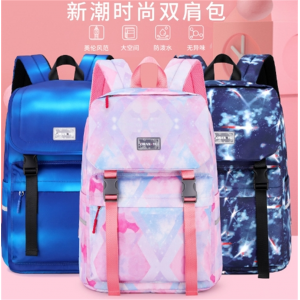 批发印字书包渐变色双肩包女中小学生三到六年级一件代发星空背包