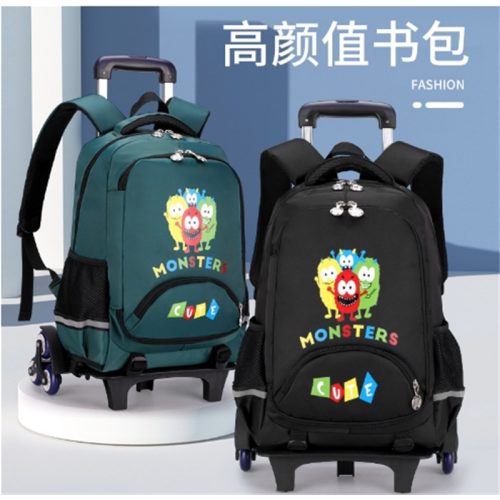 小学生拉杆书包爬楼梯男8-14周岁女童3-6年级轻便冰箱式开门书包图1