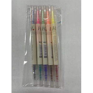 双头双色3支装6色荧光笔彩色笔重点划线标记笔斜头