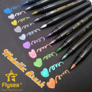 10色软头毛刷笔手账彩绘 DIY创意涂鸦金属笔