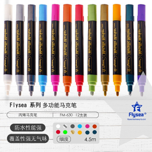 中性金属马克笔12色水性油漆笔彩色补漆笔金属色记号笔DIY