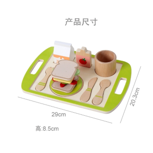 木制过家家早餐组合套装儿童玩具仿真面包牛奶男女孩厨房玩具