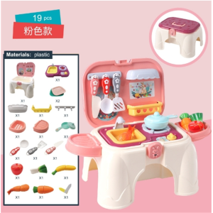 过家家女宝宝玩具女孩做饭煮炒菜厨具儿童套装收纳凳椅子
