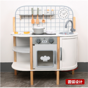 儿童益智仿真灶台木制过家家圆门厨房亲子互动做饭幼儿园宝宝玩具