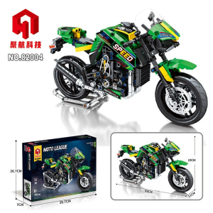 积木摩托车男孩子拼装杜卡迪机车川崎h2模型玩具兼容乐高