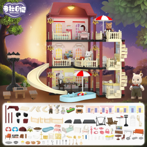 城堡娃娃屋过家家玩具公主场景灯光别墅房生日礼物儿童