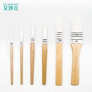 6支装油画笔原木色短杆画笔套装水彩笔丙烯画