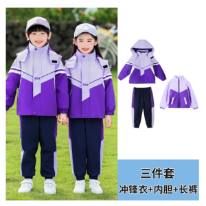 小学生校服秋冬季套装冲锋衣三件套儿童保暖班服幼儿园园服春秋装