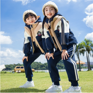 秋冬装小学生校服班服套装冬季儿童加绒加厚马甲三件套