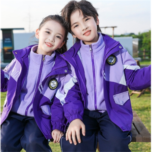 小学生校服秋冬季冲锋衣三件套儿童班服保暖幼儿园园服春秋款套装