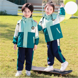小学生校服春秋冬冲锋衣运动三件套一年级儿童班服幼儿园园服蓝色