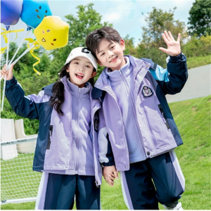 幼儿园园服冲锋衣三件套春秋冬装儿童英伦班服运动套装小学生校服