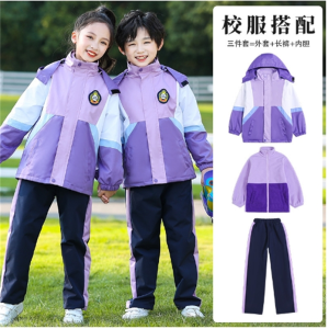 秋冬季冲锋衣套装加厚小学生校服秋冬装儿童班服三件套