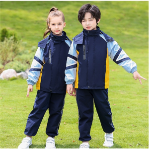 冲锋衣校服套装小学生秋冬季新款儿童班服连帽加厚老师幼儿园园服