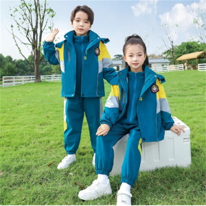 幼儿园园服冲锋衣三合一三件套中小学生校服秋冬装儿童英伦风班服