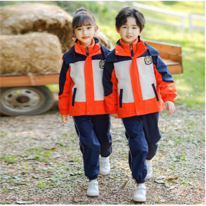 男女童同款秋冬撞色可拆卸三合一防风冲锋衣校服师生班服幼儿园服