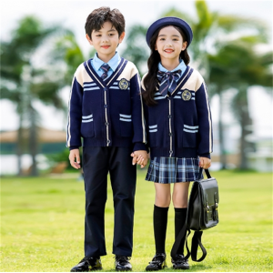 学院风开衫毛衣套装小学生英伦风班服绿色礼服春秋冬四件套