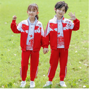 中小学生一年级班服儿童运动校服三件套装中国红