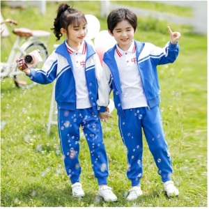 幼儿园园服纯棉春秋款套装中小学生校服班服儿童蓝色运动服三件套
