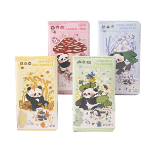 可爱熊猫PU小本 熊猫悠哉日常系列学生儿童创意手账本卡通书写本