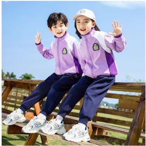幼儿园园服春秋款夏季小学生校服儿童班服套装紫色运动三件套批发