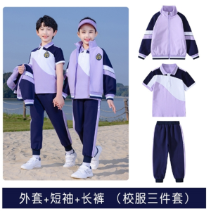 春秋装校服套装小学生儿童棒球服班服运动学院风三件套